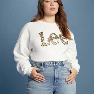 Lee White Sweatshirt with Gold Details